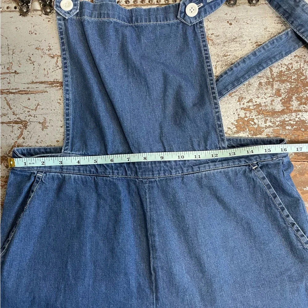American Apparel Denim Wide Leg Crop Overalls - Picture 11 of 16
